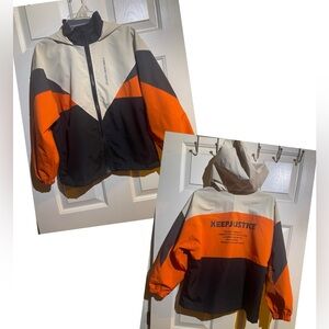 Boys Colorblock Slogan Graphic Zip Up Hooded Jacket
